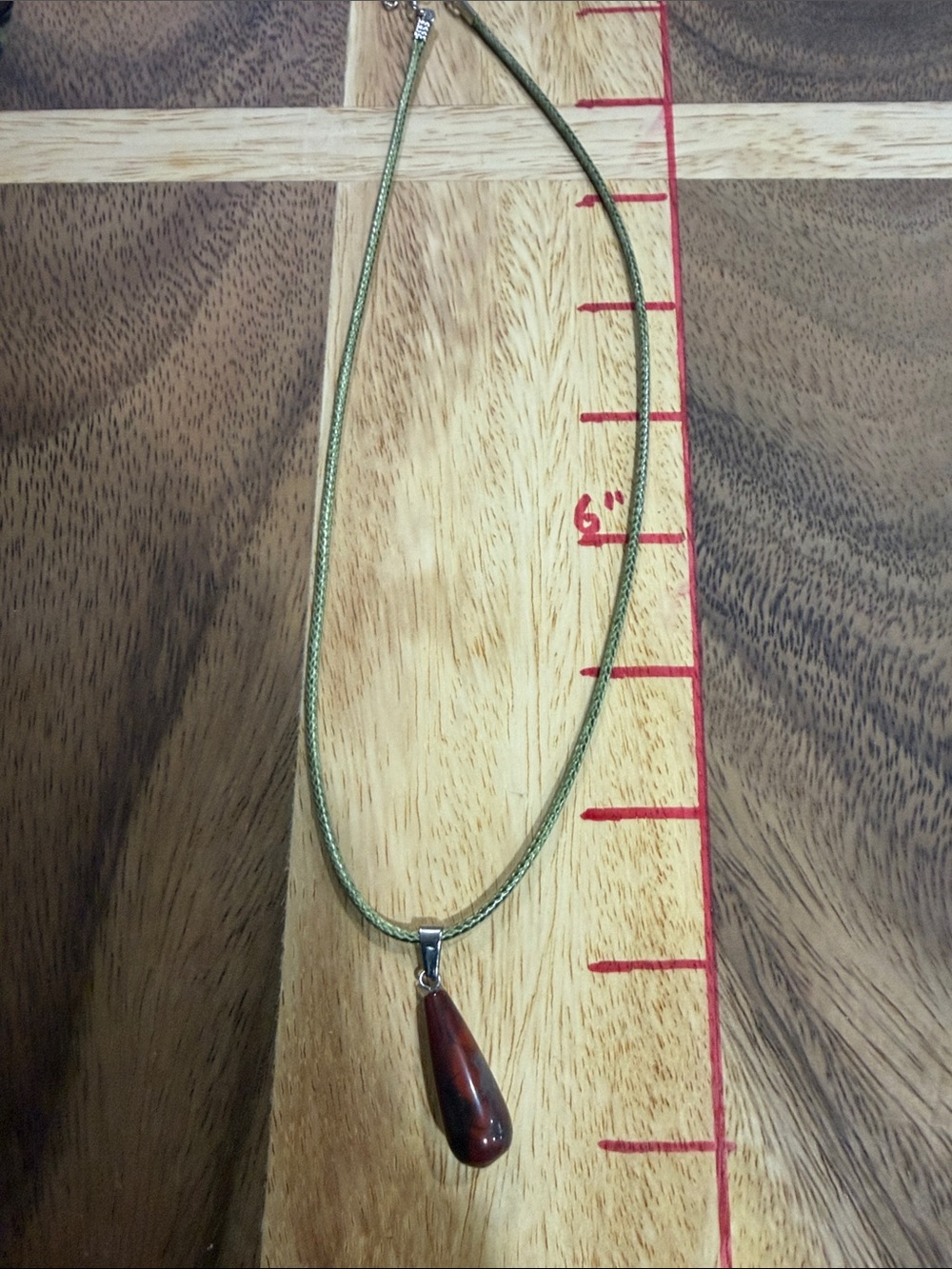 Gold-Tone Snake Chain Necklace with jasper teardrop pendant